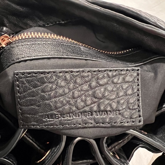 ALEXANDER WANG Black Pebbled Leather Rocco Diego Studded Bucket Shoulder Bag - Picture 11 of 17